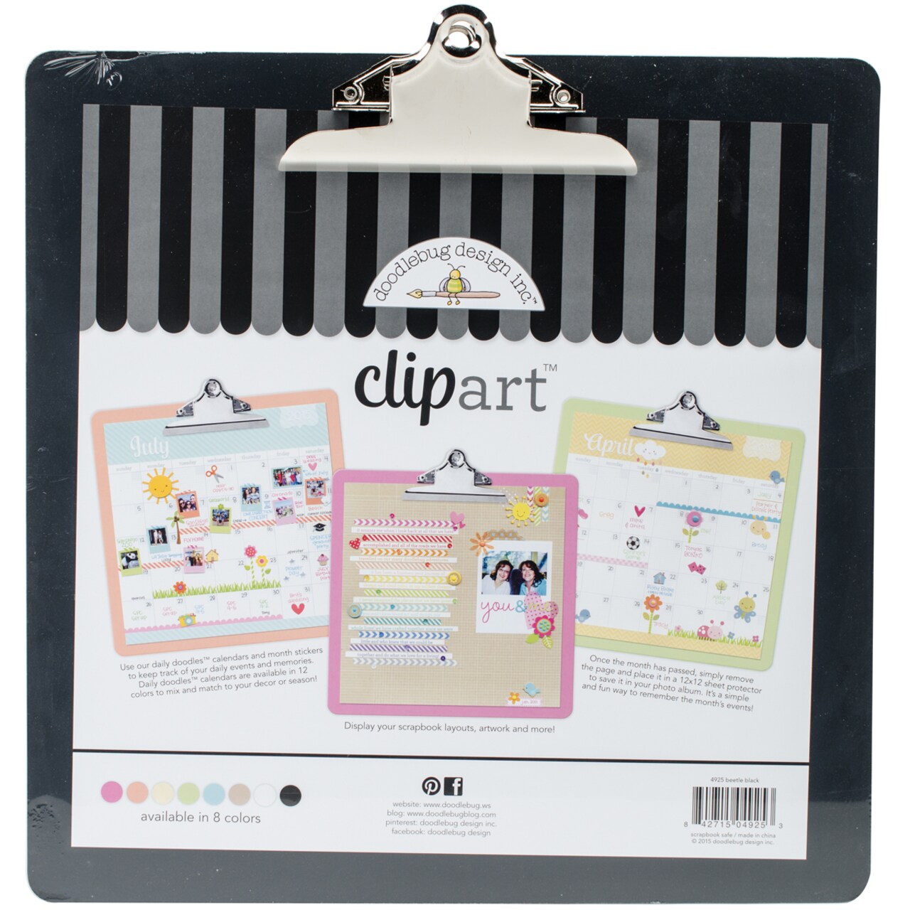 Doodlebug Clipart Monochromatic Clipboard 13.5"X13.5"-Beetle Black